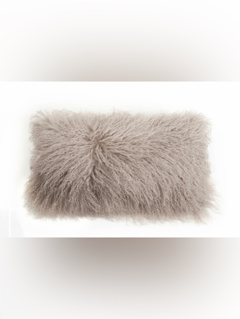 Auskin Sheepskin Long New Wool Pile Shaggy Curly Pillow Cream Accent Lumbar